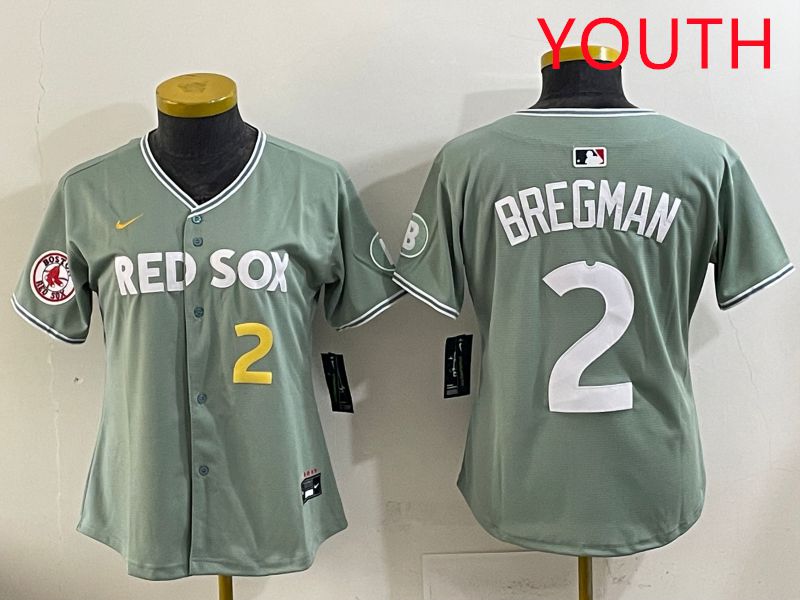 Youth 2025 Boston Red Sox 2 Bregman Light Green Joint Name Nike MLB Jersey style 7